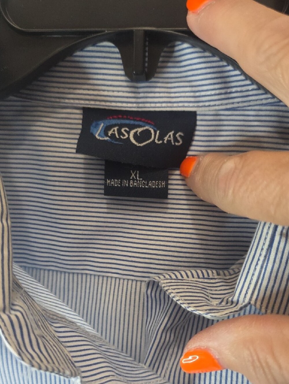 Unbranded Light Blue Striped Women's Button-Up Blouse with Crab Embroidery - Picture 7 of 7